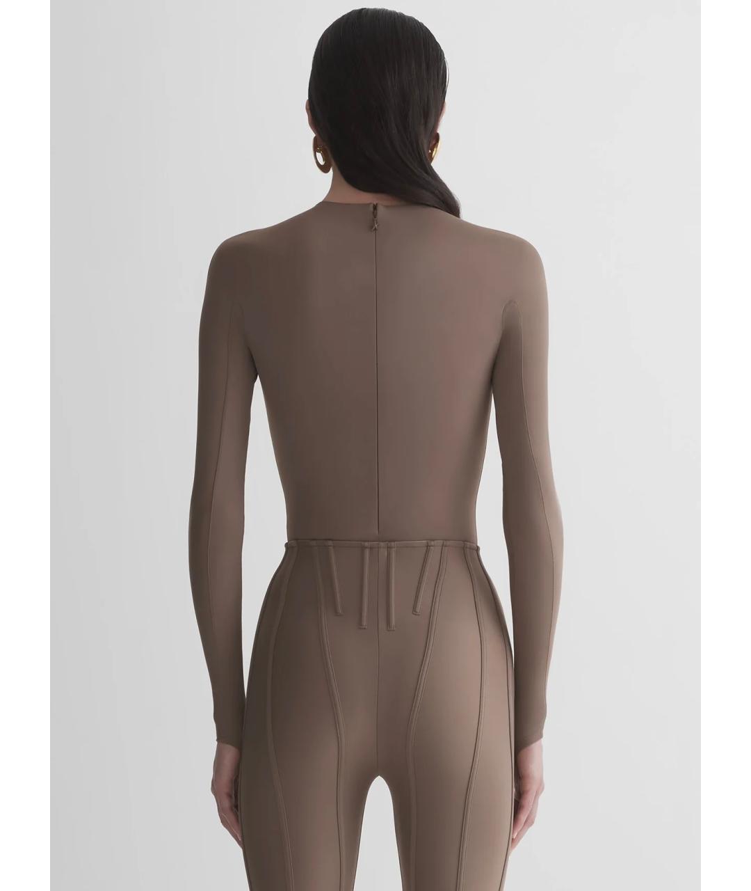 MUGLER Коричневое полиамидовое боди, фото 6