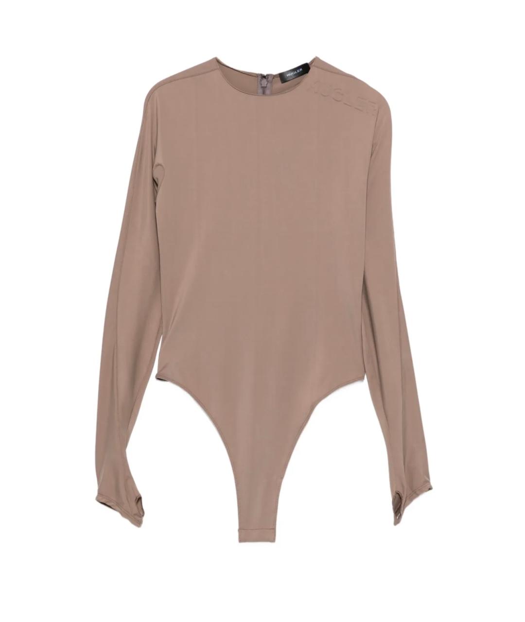 MUGLER Коричневое полиамидовое боди, фото 1