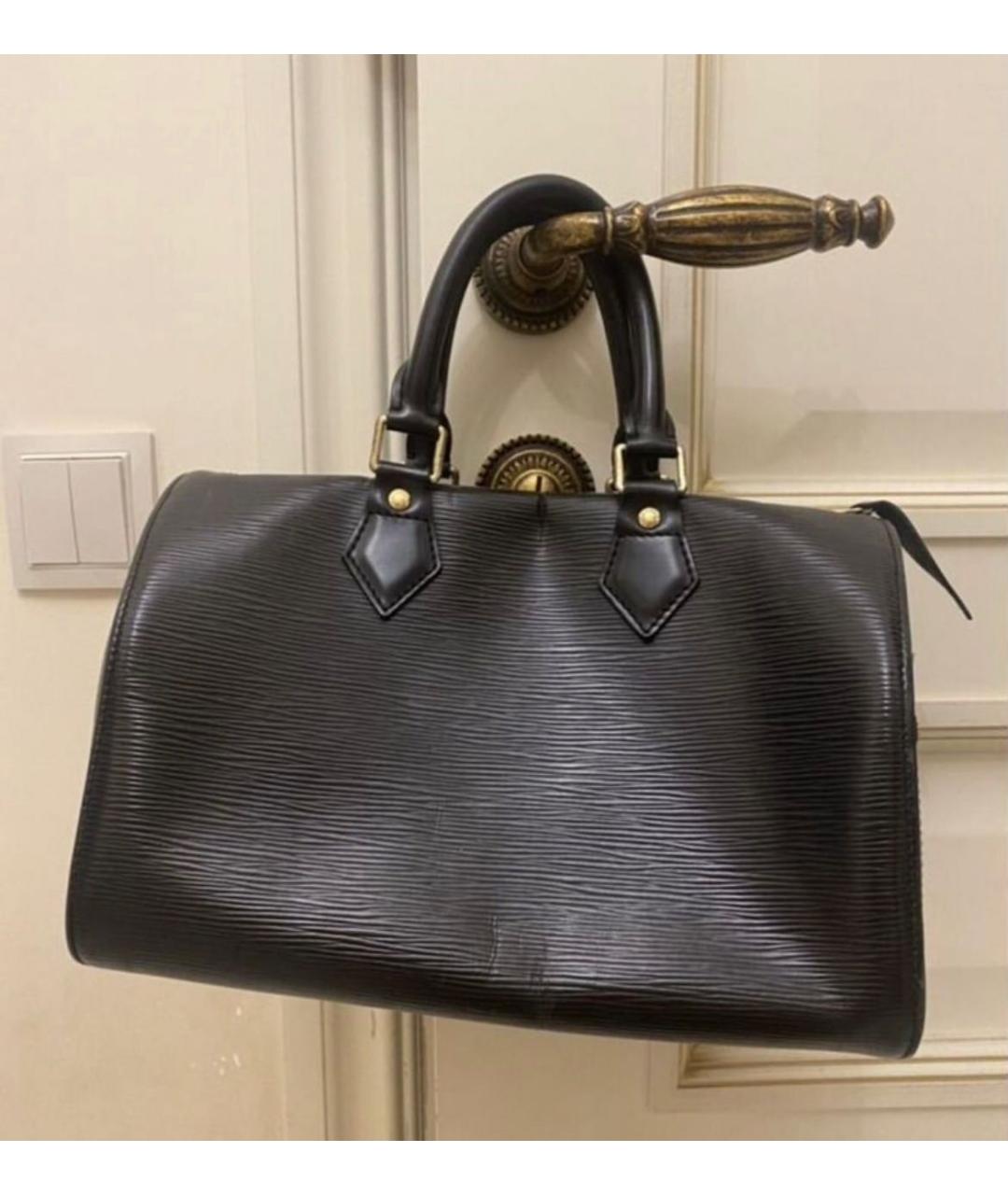 LOUIS VUITTON Черная кожаная сумка с короткими ручками, фото 8