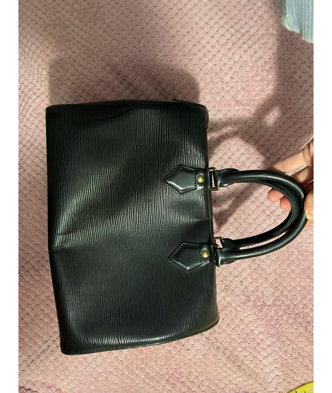 LOUIS VUITTON Черная кожаная сумка с короткими ручками, фото 4