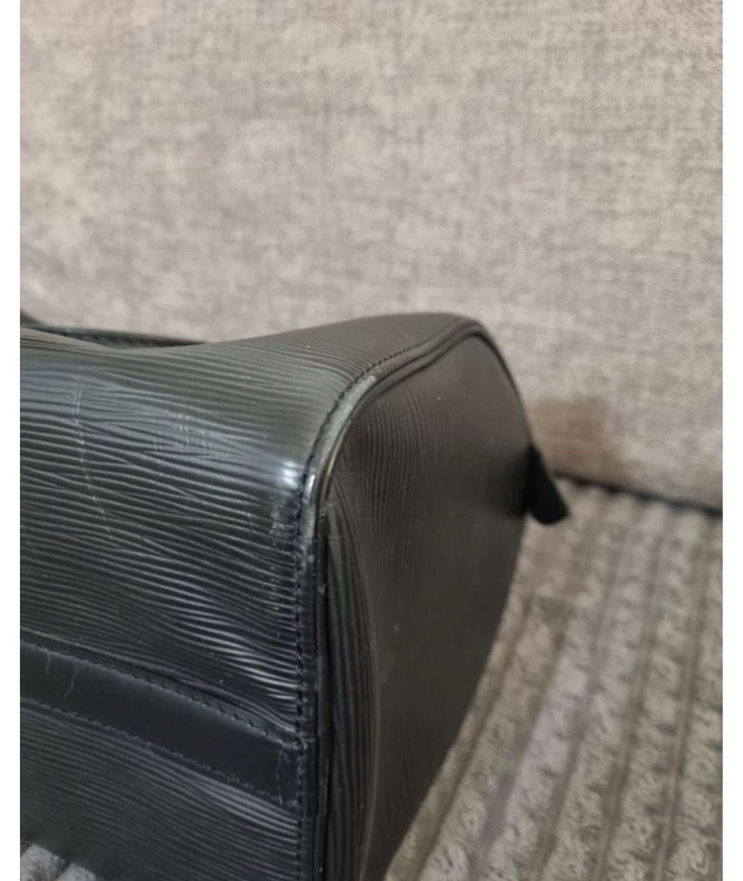 LOUIS VUITTON Черная кожаная сумка с короткими ручками, фото 6