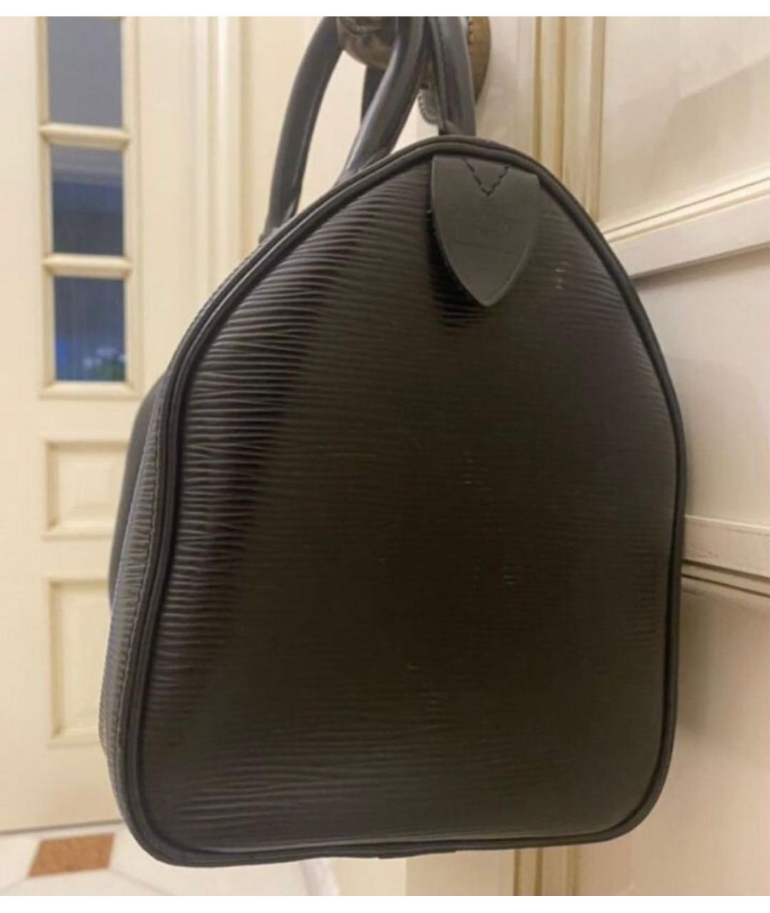 LOUIS VUITTON Черная кожаная сумка с короткими ручками, фото 3