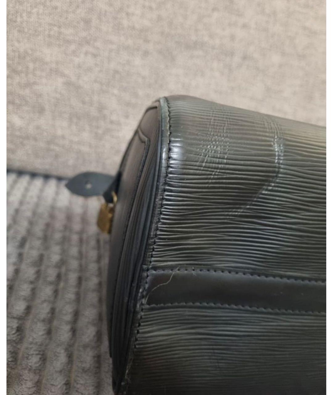 LOUIS VUITTON Черная кожаная сумка с короткими ручками, фото 5