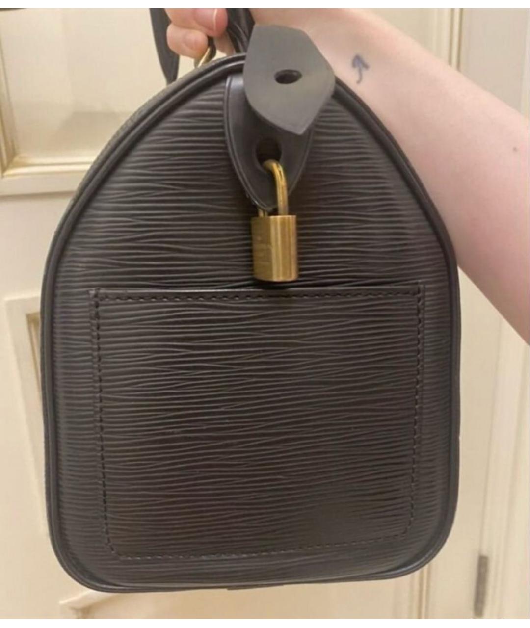 LOUIS VUITTON Черная кожаная сумка с короткими ручками, фото 2