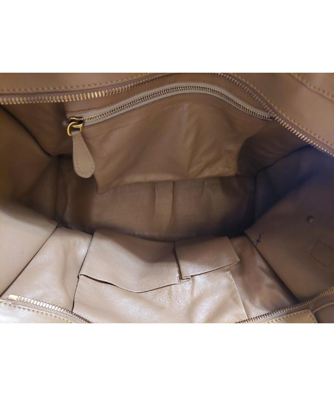 CELINE Бежевая кожаная сумка тоут, фото 2