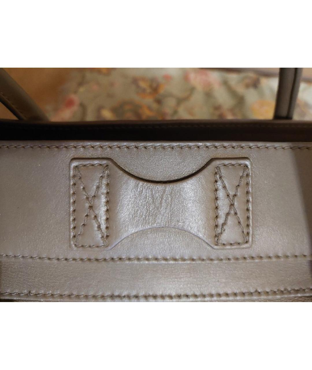 CELINE Бежевая кожаная сумка тоут, фото 7