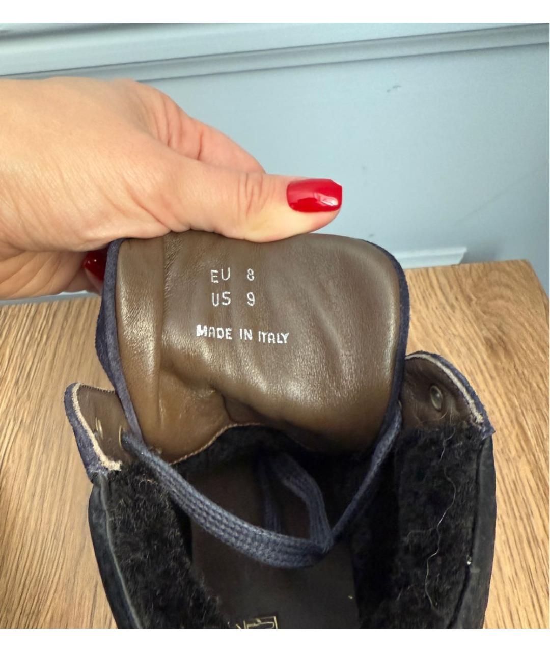 BRIONI Темно-синие кожаные низкие ботинки, фото 6