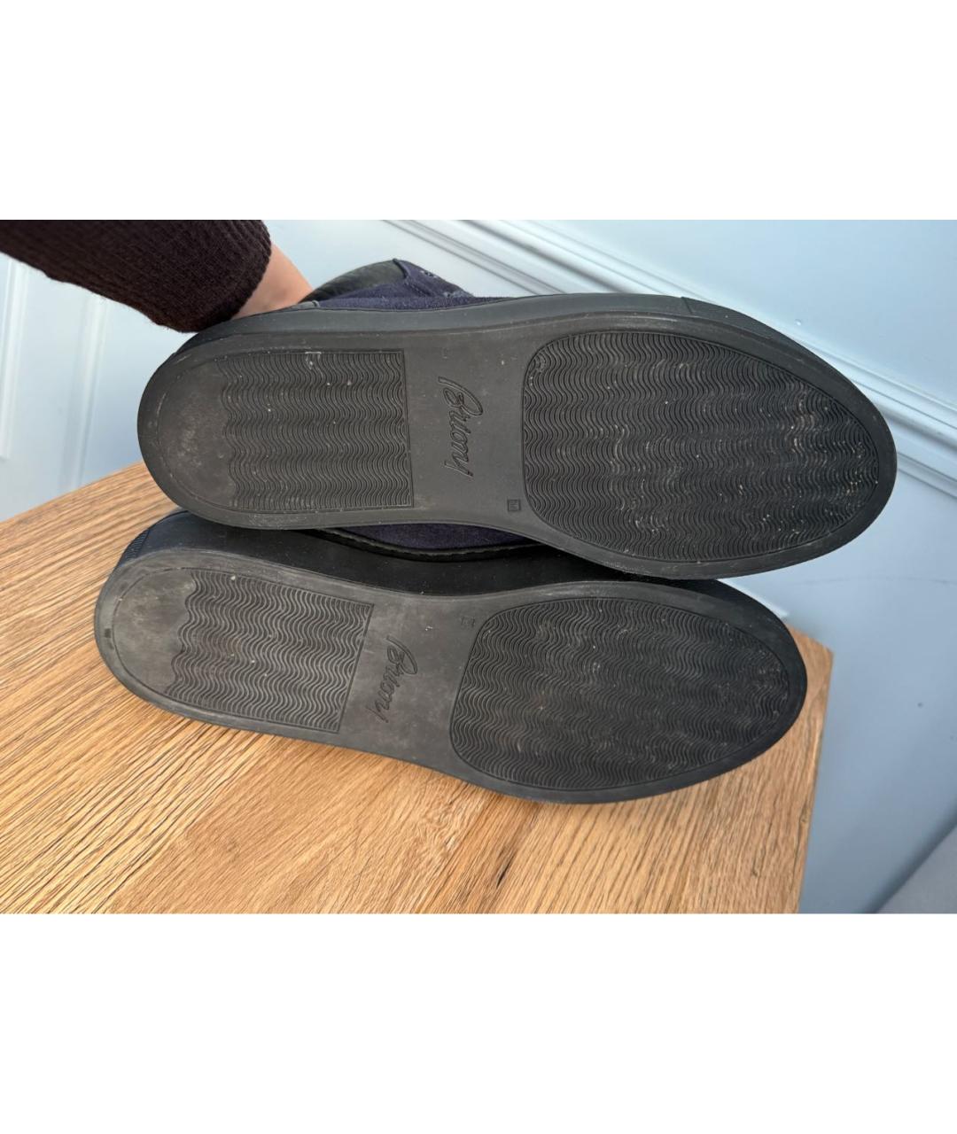 BRIONI Темно-синие кожаные низкие ботинки, фото 7