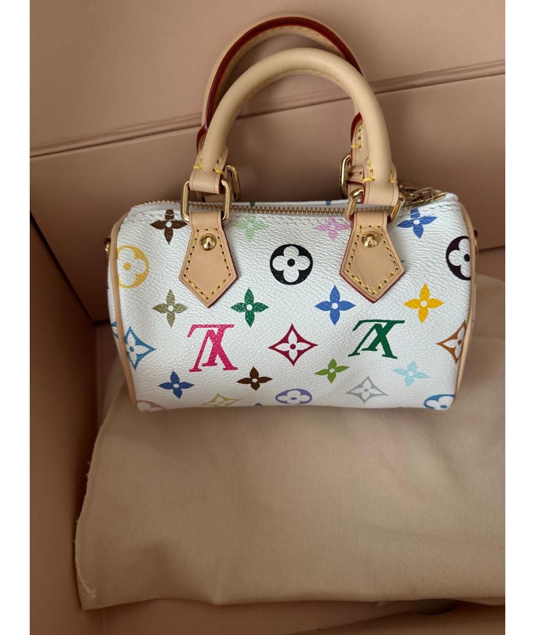 LOUIS VUITTON Белая кожаная сумка с короткими ручками, фото 6