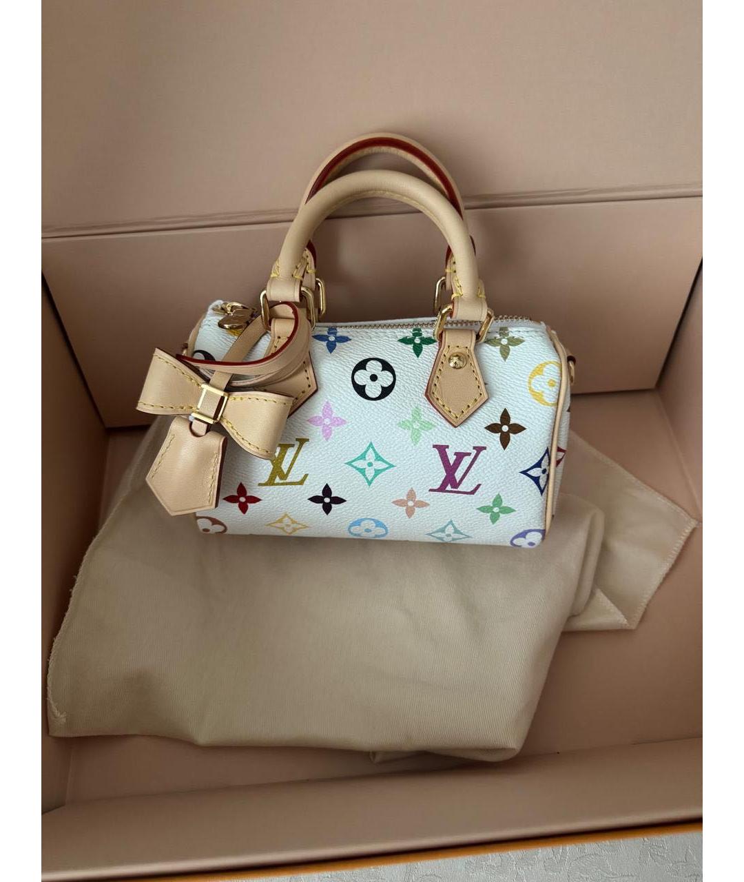 LOUIS VUITTON Белая кожаная сумка с короткими ручками, фото 5