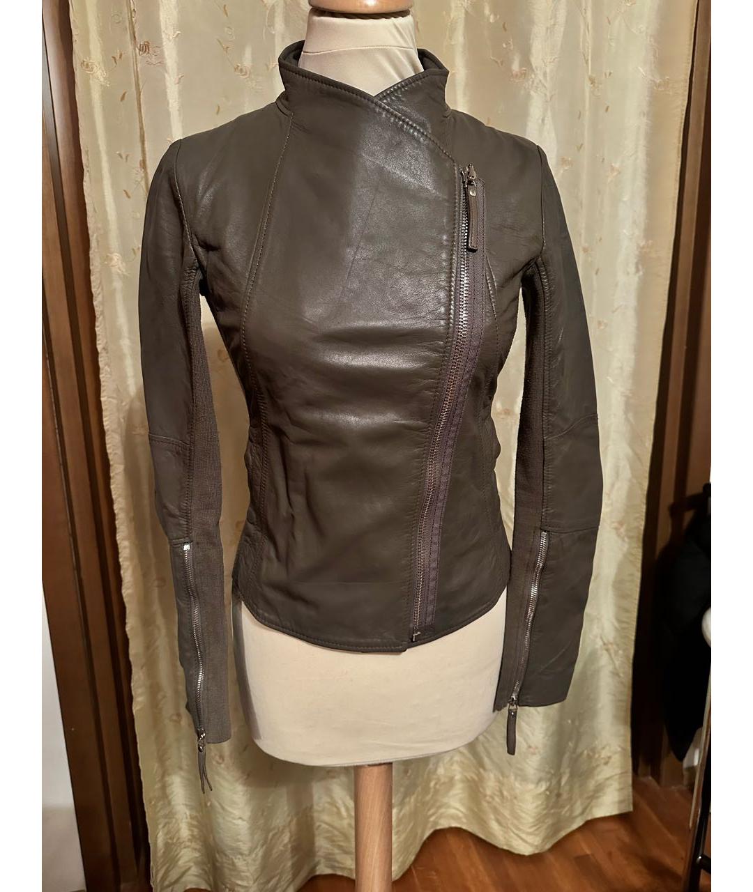 PINKO Антрацитовая кожаная куртка, фото 9