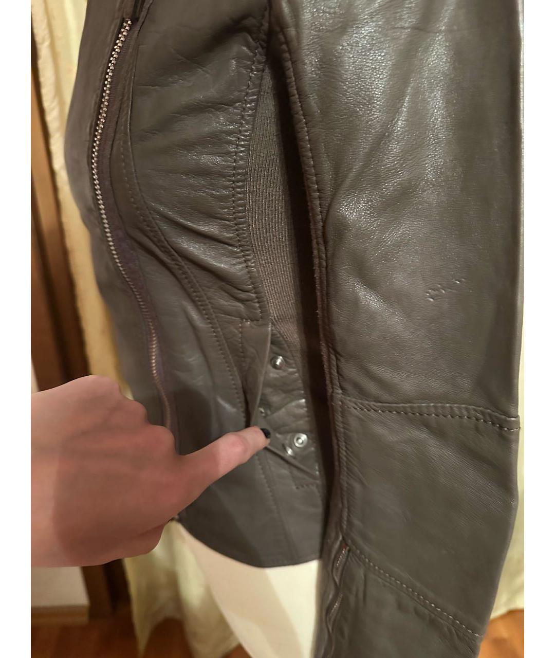 PINKO Антрацитовая кожаная куртка, фото 8