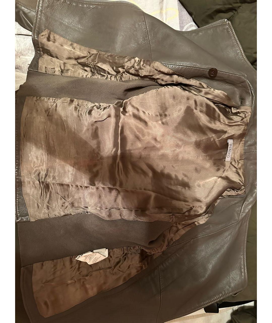 PINKO Антрацитовая кожаная куртка, фото 5