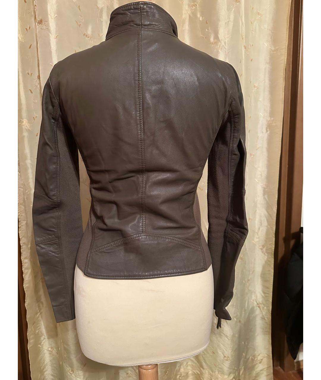 PINKO Антрацитовая кожаная куртка, фото 2