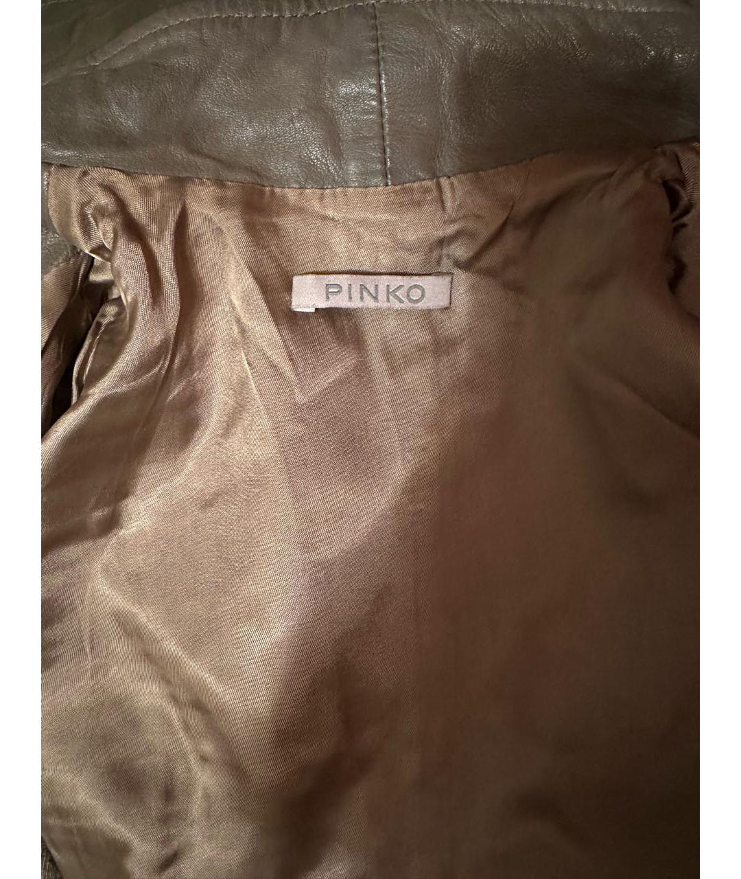 PINKO Антрацитовая кожаная куртка, фото 3