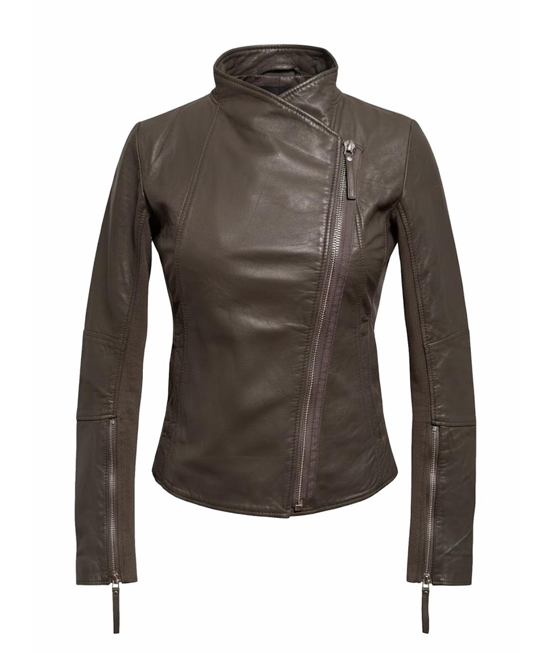 PINKO Антрацитовая кожаная куртка, фото 1