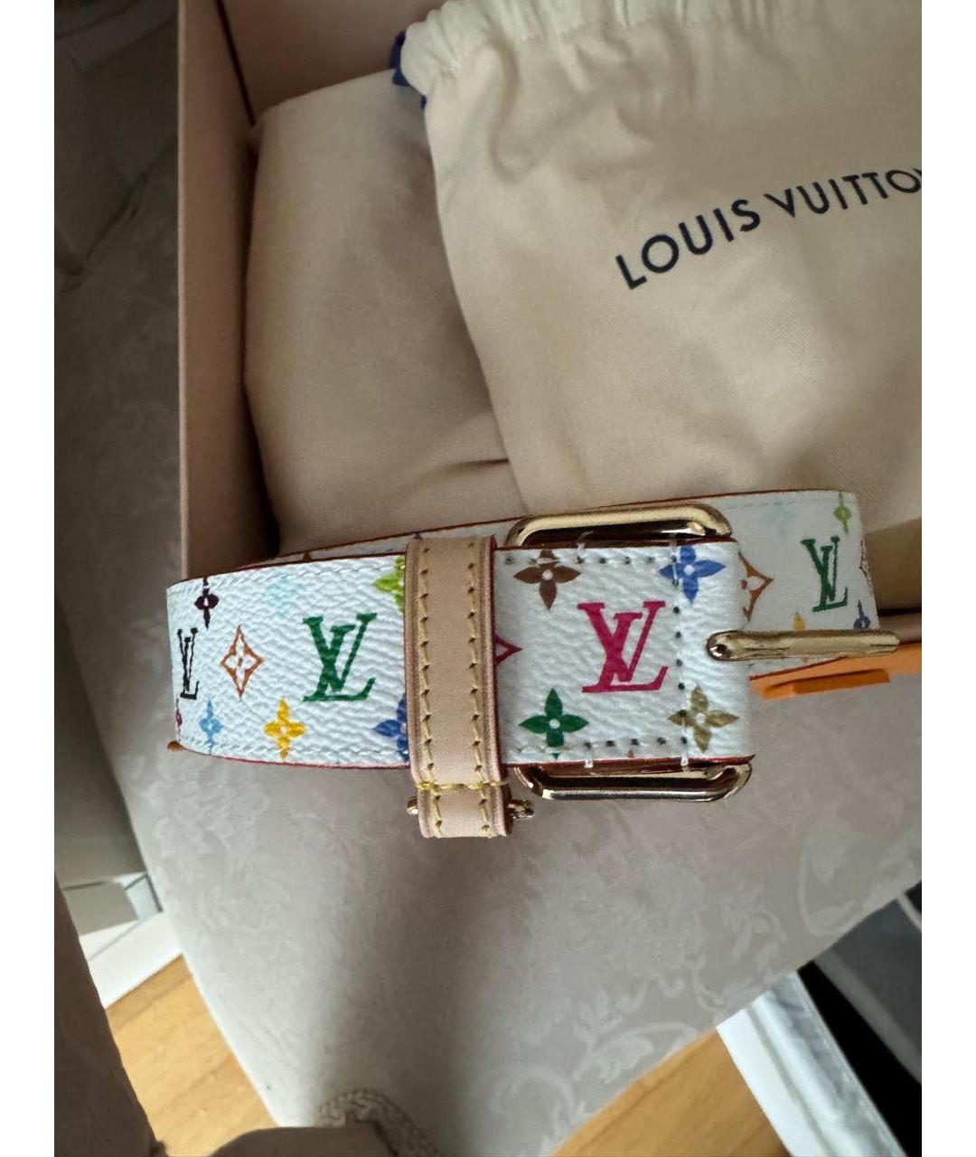 LOUIS VUITTON Белый кожаный ремень, фото 4