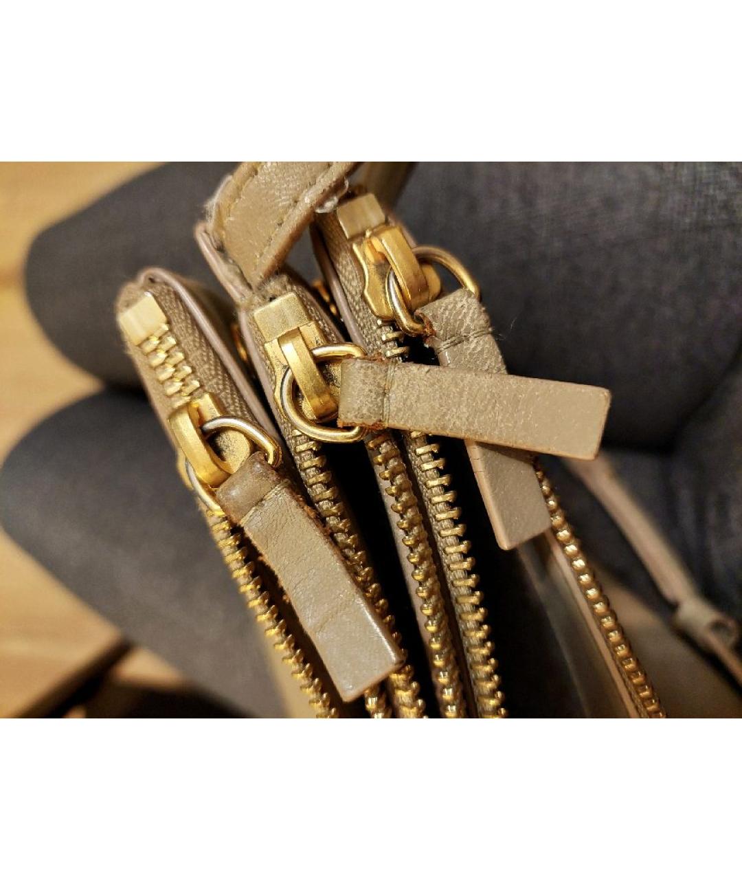 CELINE Бежевая кожаная сумка через плечо, фото 8