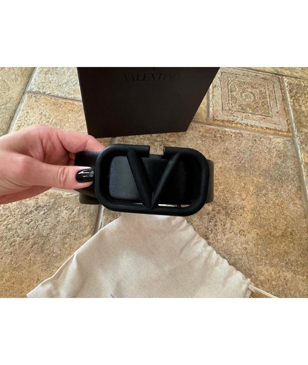 VALENTINO Черный кожаный ремень, фото 4