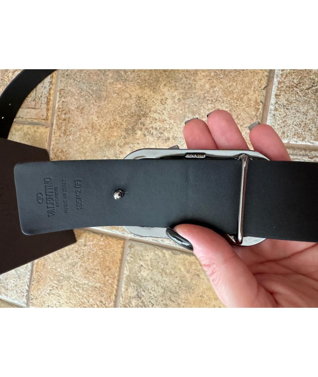 VALENTINO Черный кожаный ремень, фото 3