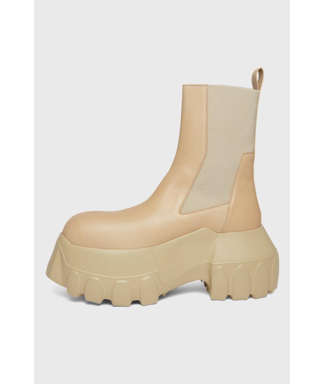 RICK OWENS Бежевые кожаные ботинки, фото 3