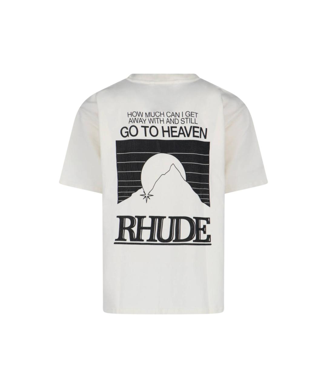 RHUDE Белая хлопковая футболка, фото 2