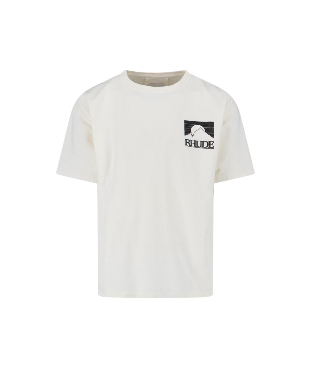 RHUDE Белая хлопковая футболка, фото 1