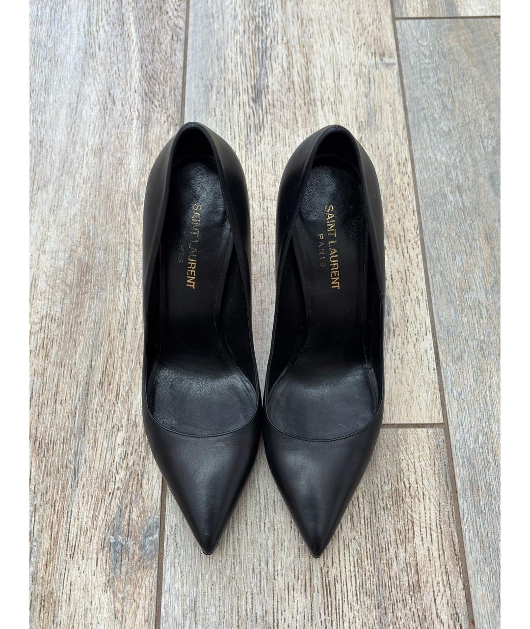 SAINT LAURENT Черные кожаные туфли, фото 2