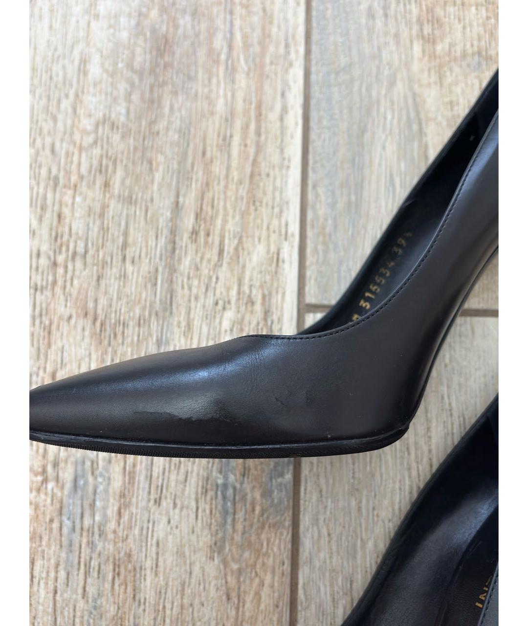 SAINT LAURENT Черные кожаные туфли, фото 4