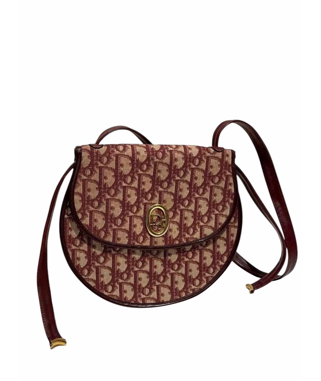 CHRISTIAN DIOR Бордовая тканевая сумка с короткими ручками, фото 1