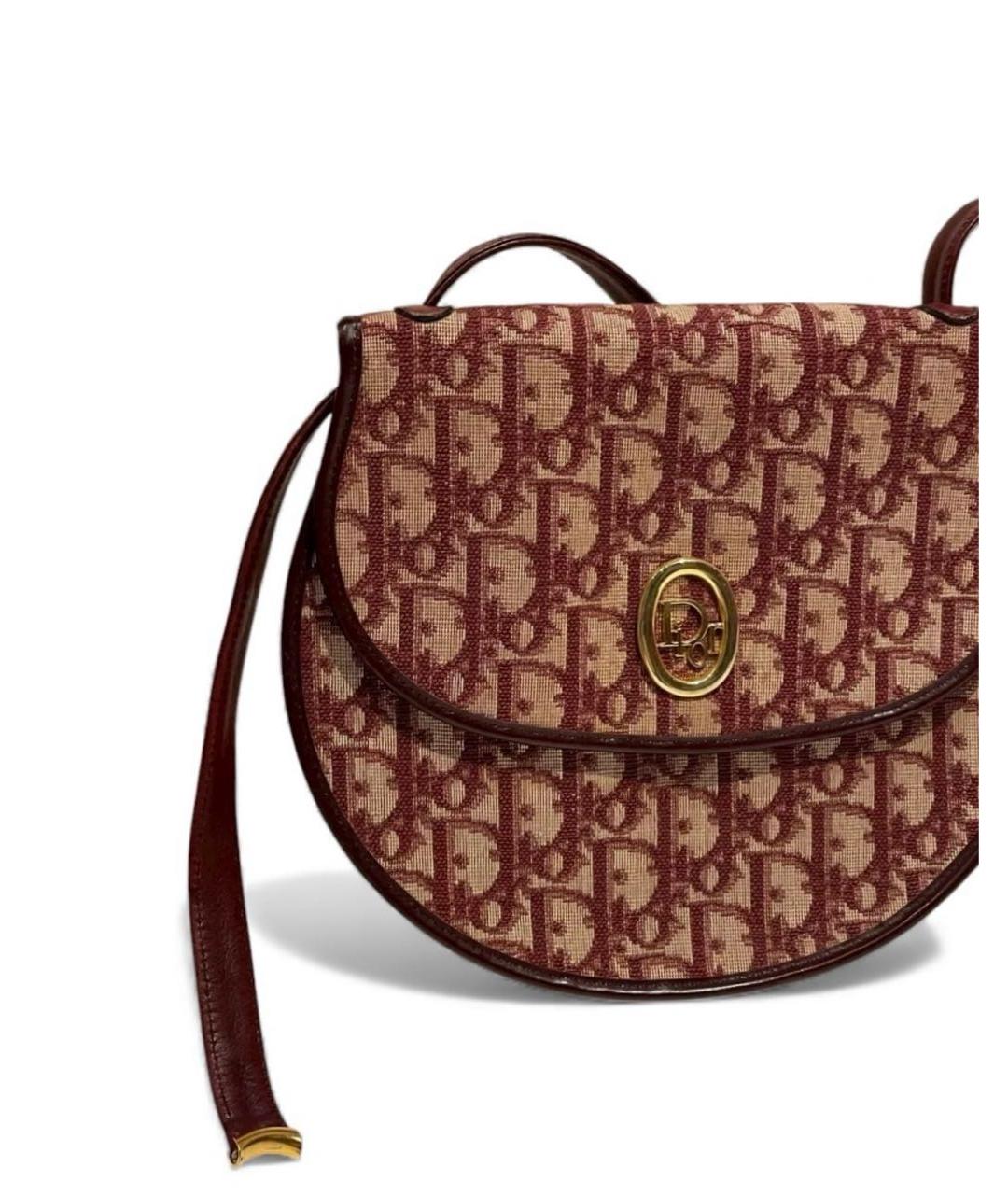 CHRISTIAN DIOR Бордовая тканевая сумка с короткими ручками, фото 2