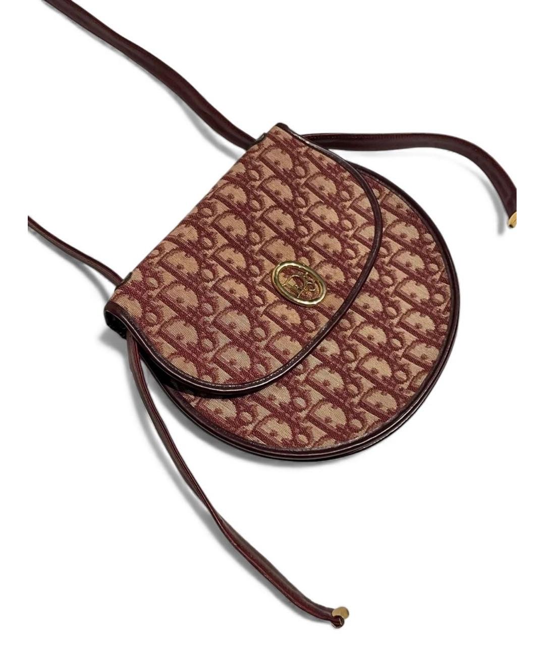 CHRISTIAN DIOR Бордовая тканевая сумка с короткими ручками, фото 3