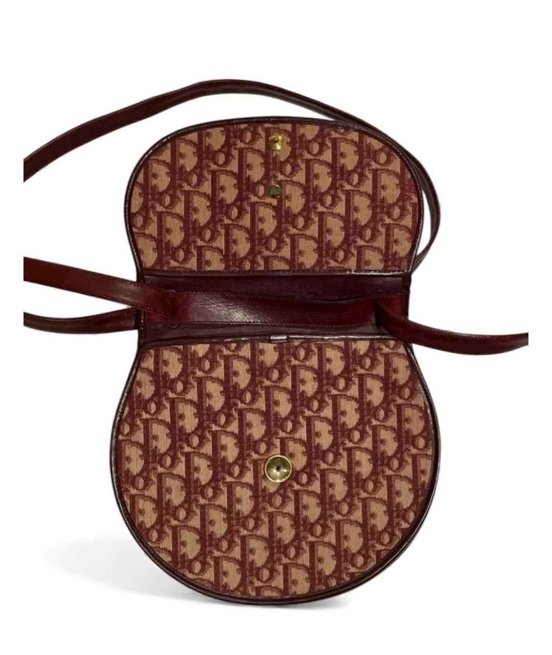 CHRISTIAN DIOR Бордовая тканевая сумка с короткими ручками, фото 5