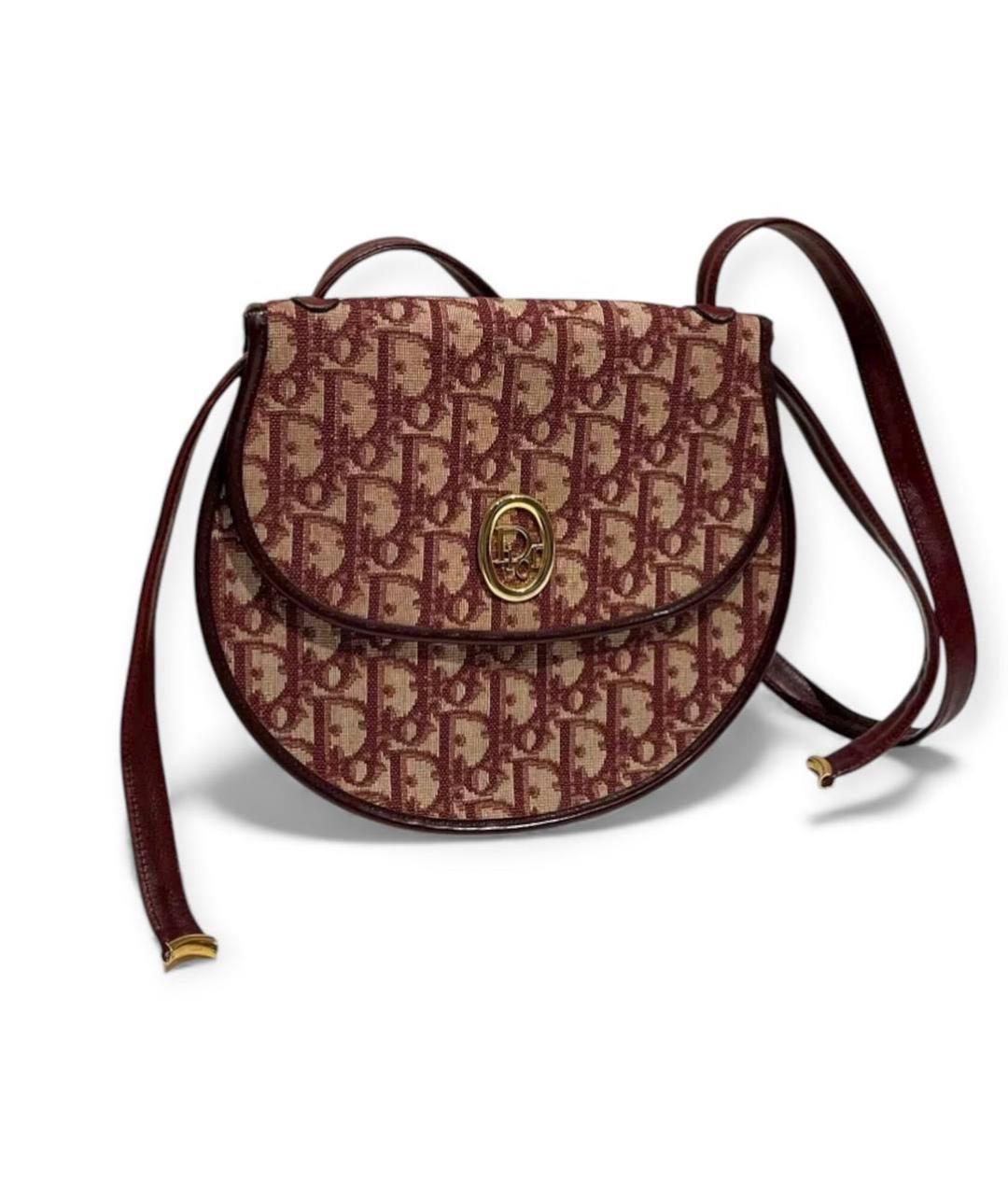 CHRISTIAN DIOR Бордовая тканевая сумка с короткими ручками, фото 7