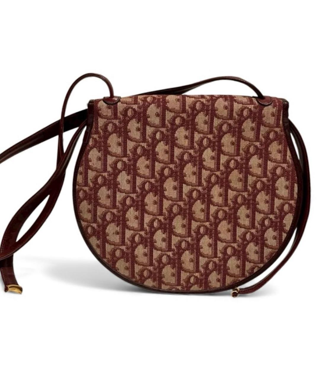 CHRISTIAN DIOR Бордовая тканевая сумка с короткими ручками, фото 4