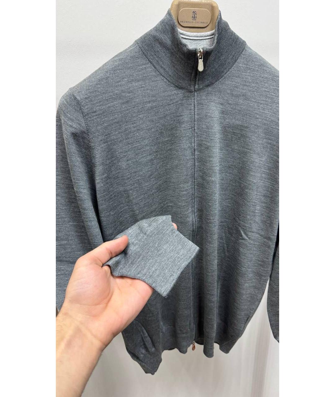 BRUNELLO CUCINELLI Антрацитовый шерстяной кардиган, фото 2