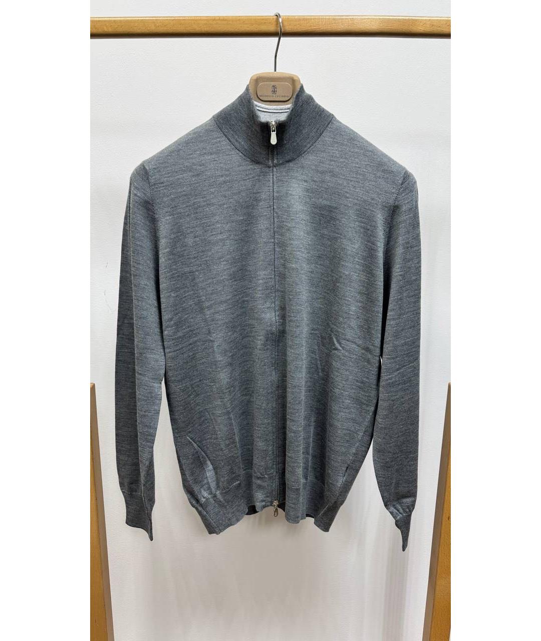 BRUNELLO CUCINELLI Антрацитовый шерстяной кардиган, фото 4