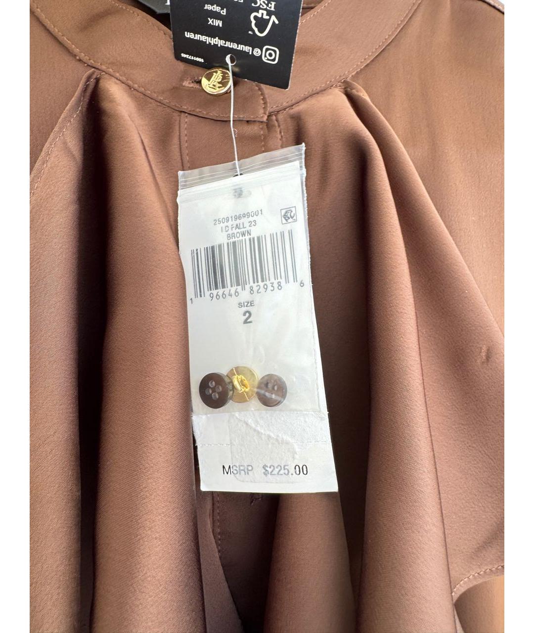 RALPH LAUREN Коричневое полиэстеровое повседневное платье, фото 5