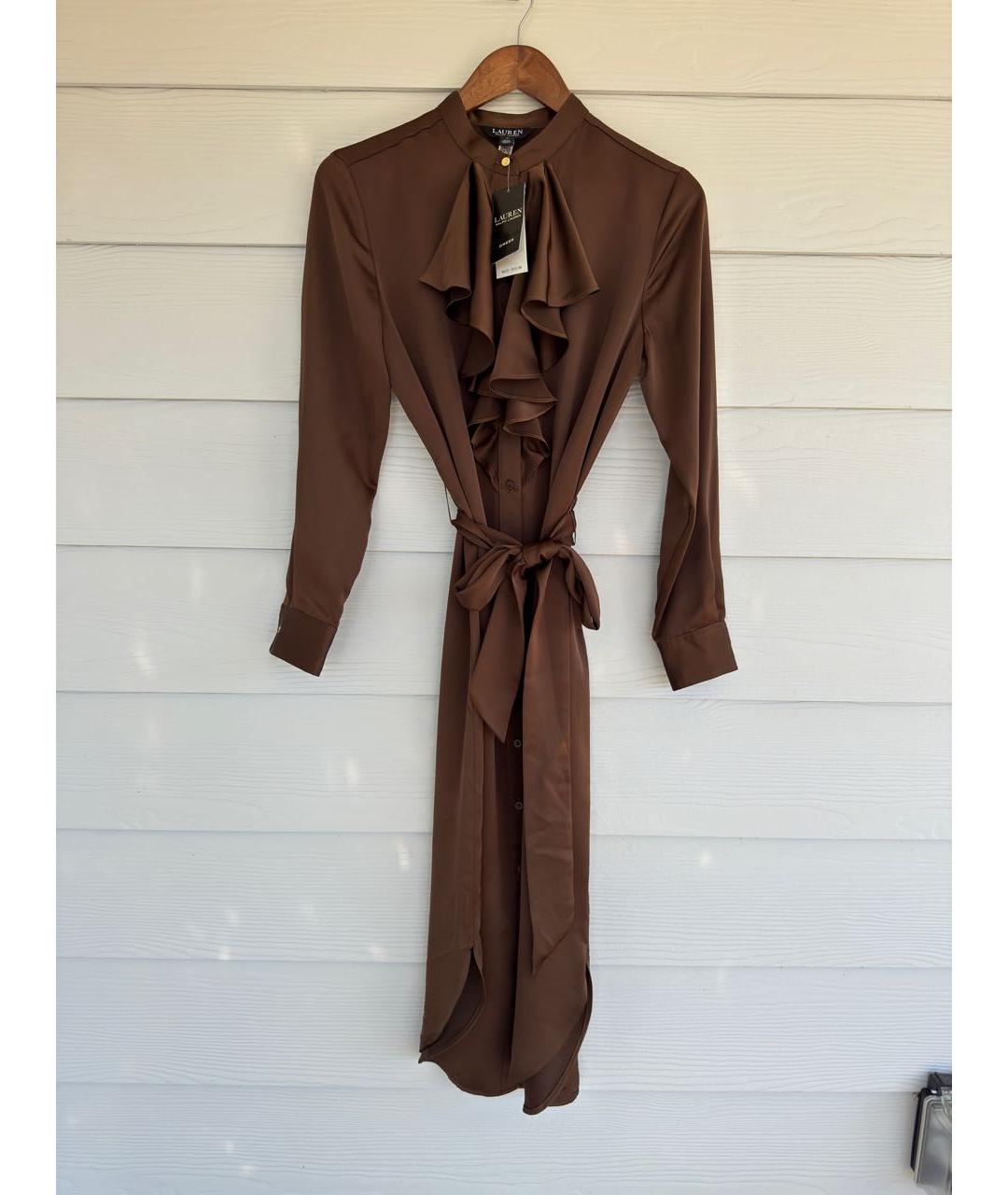 RALPH LAUREN Коричневое полиэстеровое повседневное платье, фото 9