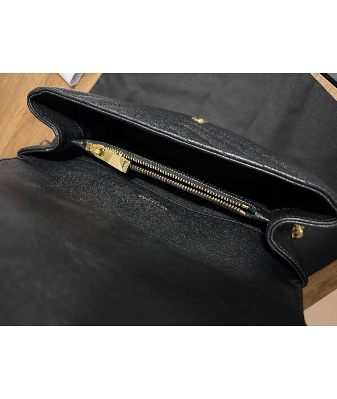 SAINT LAURENT Черная кожаная сумка через плечо, фото 4