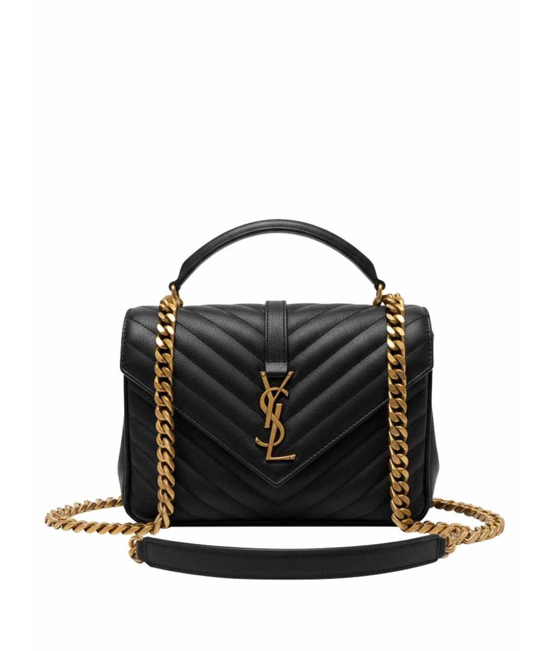 SAINT LAURENT Черная кожаная сумка через плечо, фото 1