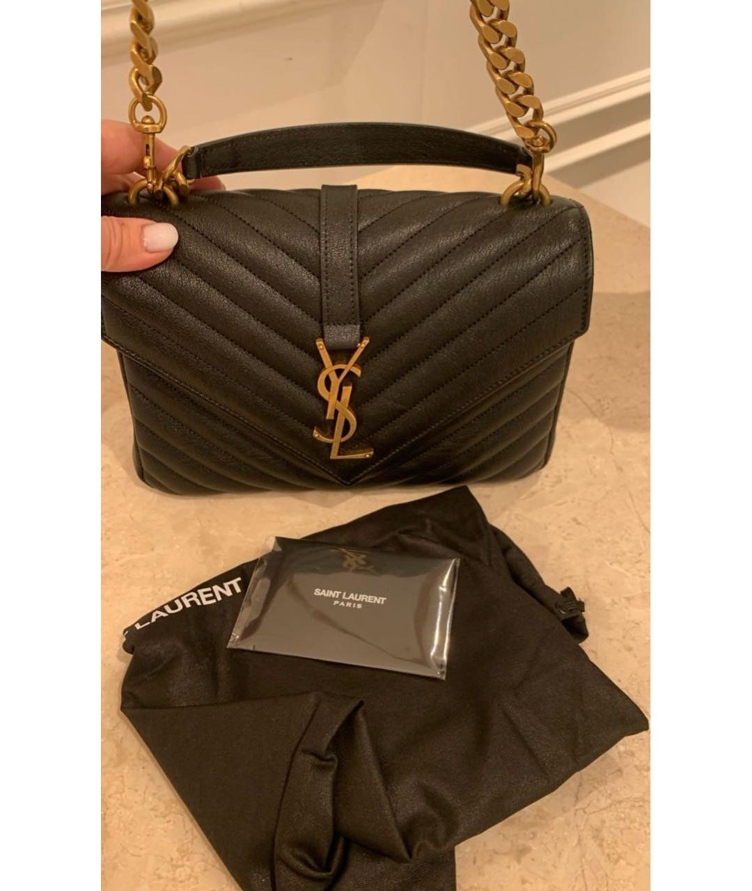 SAINT LAURENT Черная кожаная сумка через плечо, фото 2