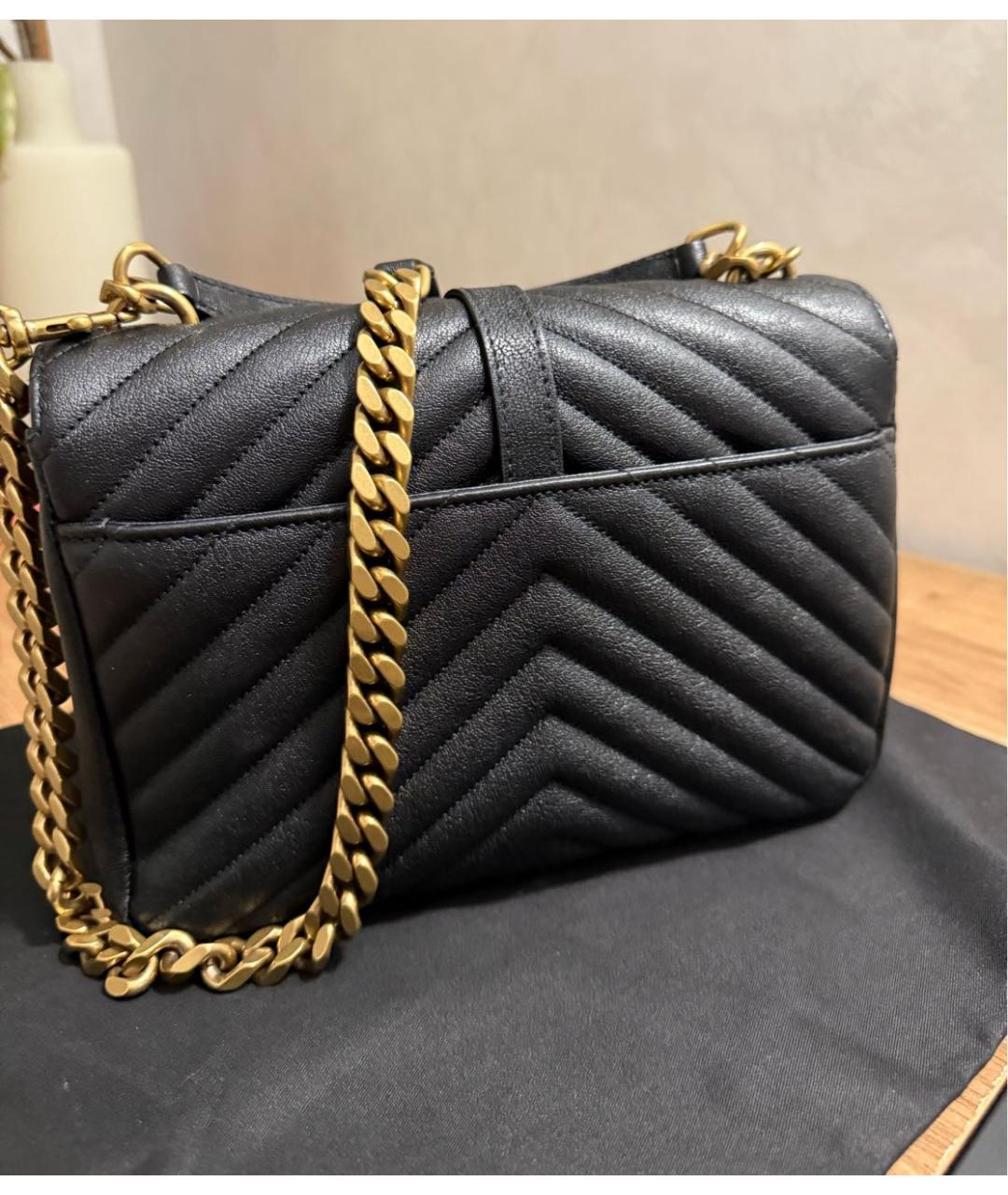 SAINT LAURENT Черная кожаная сумка через плечо, фото 3