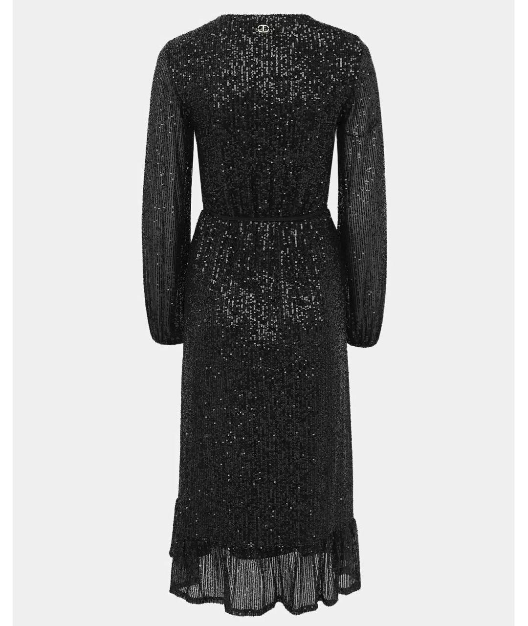 TWIN-SET Черное полиэстеровое коктейльное платье, фото 2