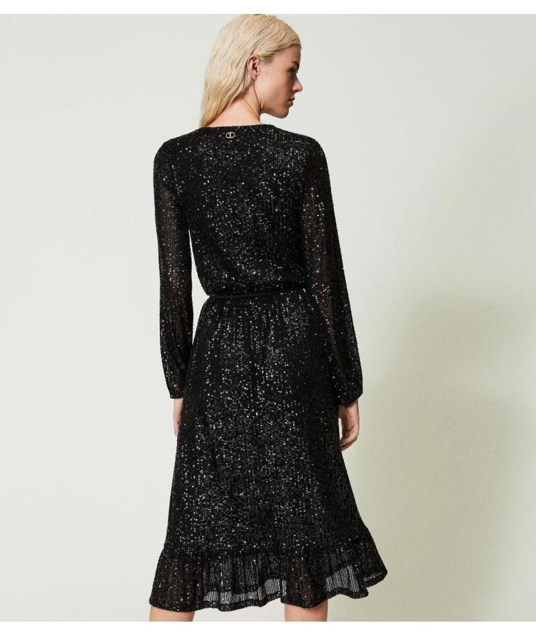 TWIN-SET Черное полиэстеровое коктейльное платье, фото 5