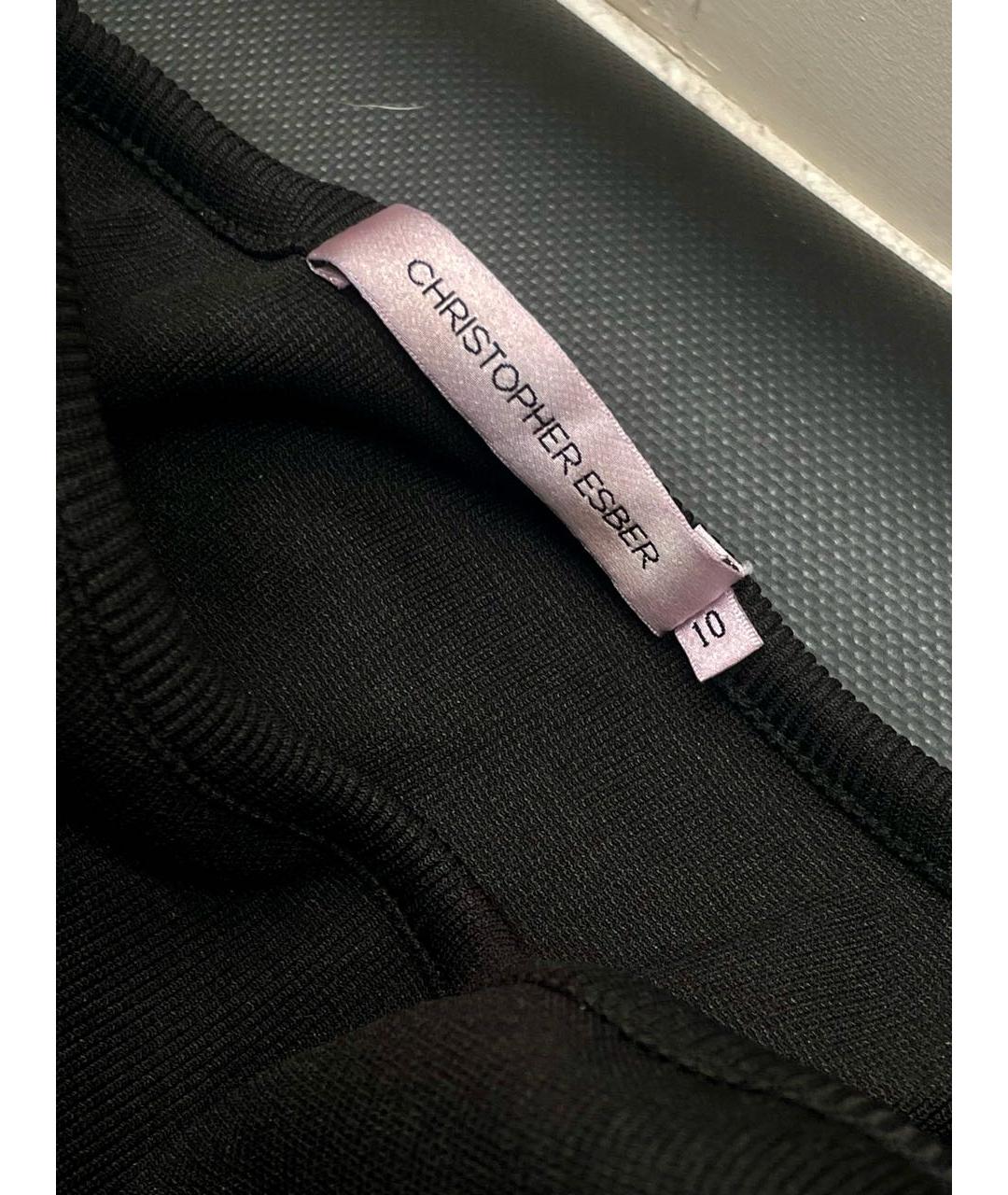 CHRISTOPHER ESBER Черное полиэстеровое вечернее платье, фото 4
