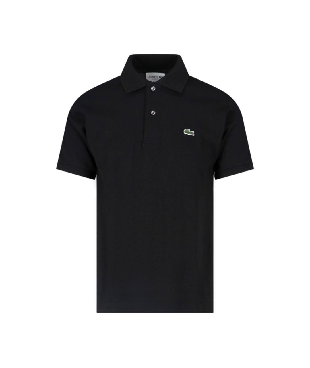 LACOSTE Черное хлопковое поло с коротким рукавом, фото 1