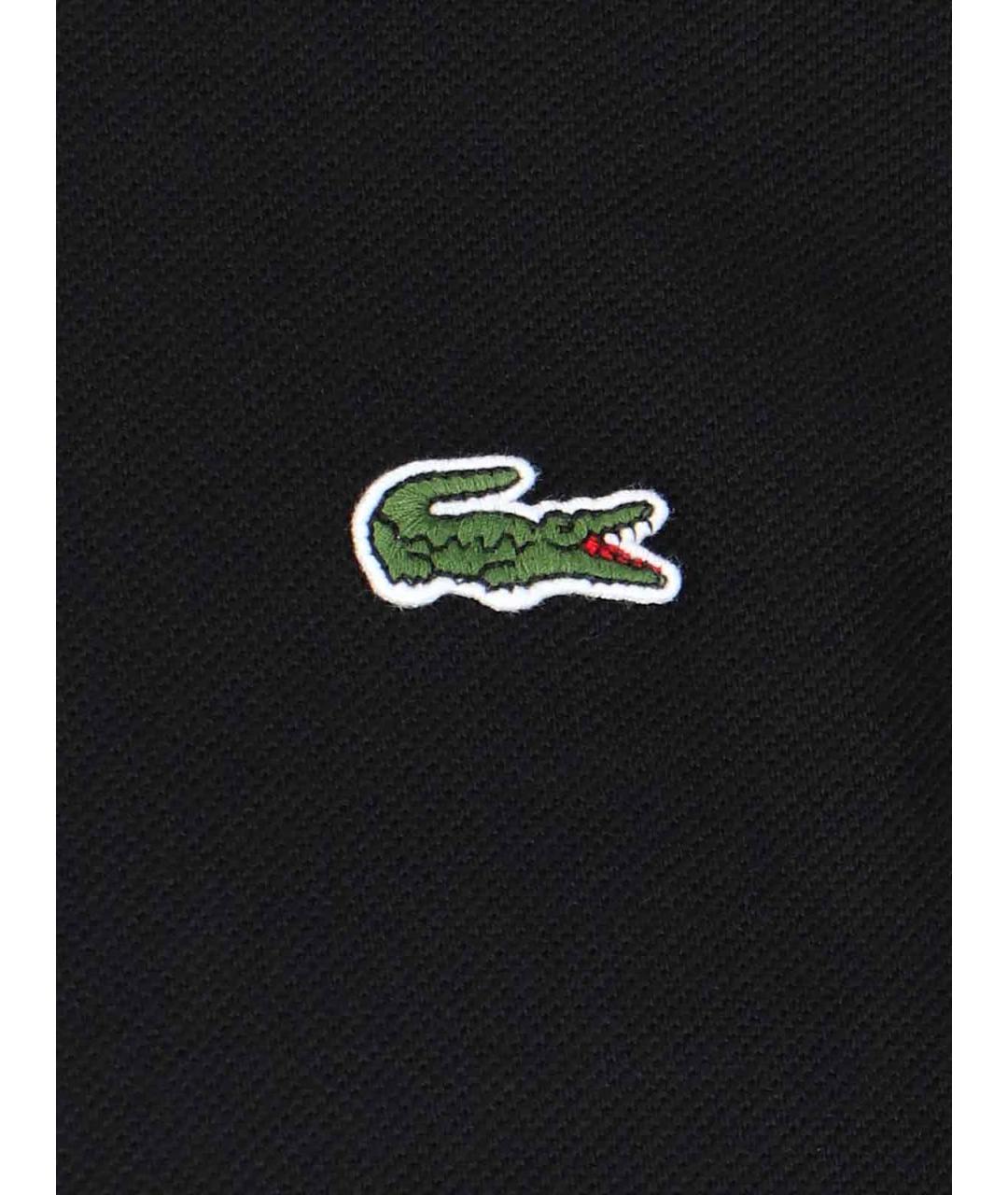 LACOSTE Черное хлопковое поло с коротким рукавом, фото 3