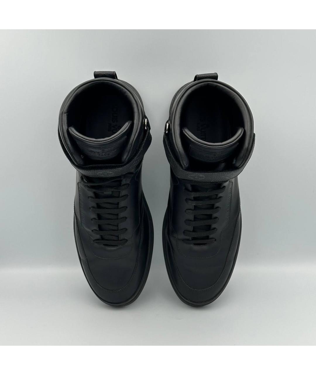 LOUIS VUITTON Черные кожаные высокие кроссовки / кеды, фото 3