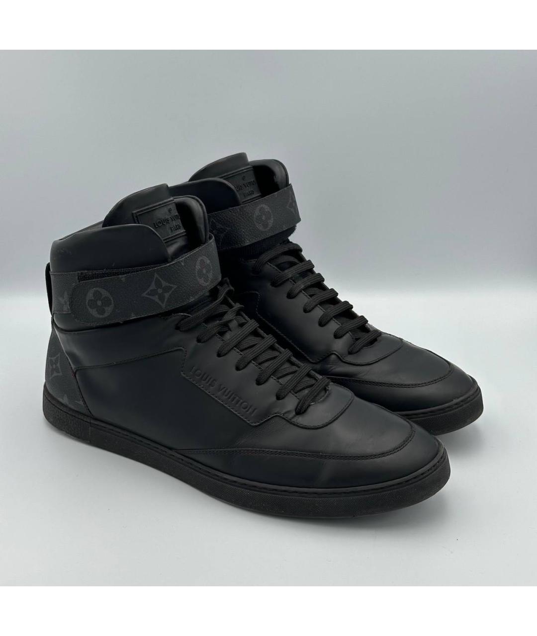 LOUIS VUITTON Черные кожаные высокие кроссовки / кеды, фото 2